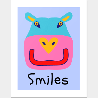 hippo smiles Posters and Art